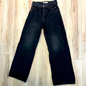 Zara size 4 high waisted wide leg jeans black